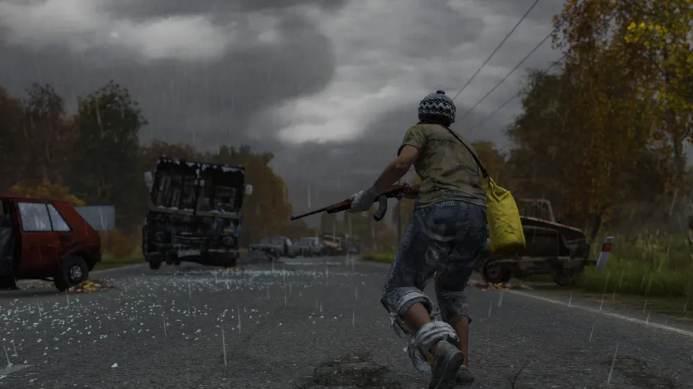Sopravvissuto in un ambiente boschivo in DayZ